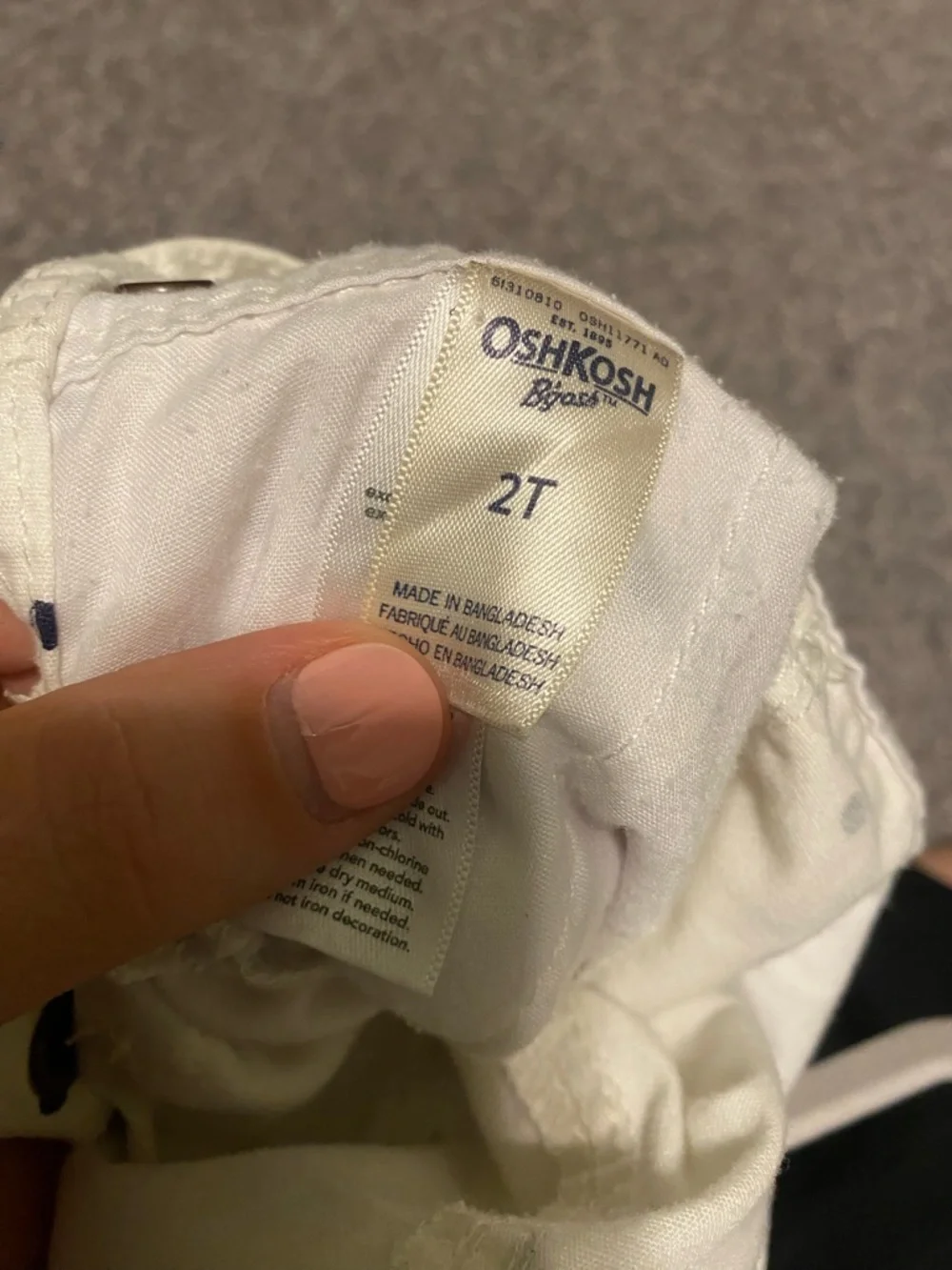 OshKosh B'gosh Cream Short Polka Dot Overalls with Navy Dots